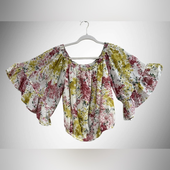 eesome Tops - eesome brand women's blouse with floral pattern off-the-shoulder neckline Small